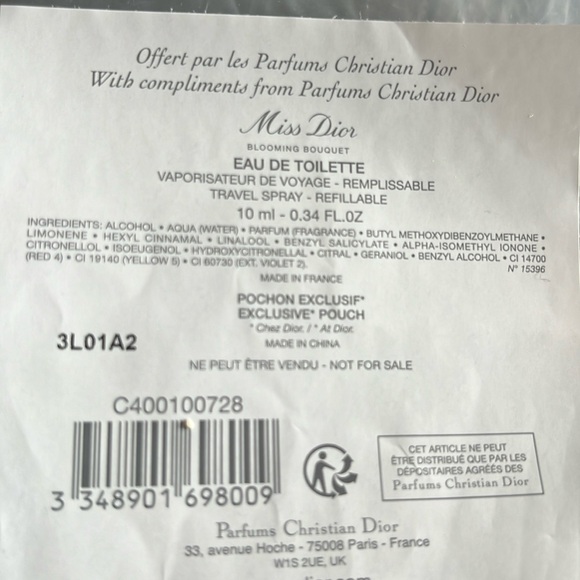 CHRISTIAN DIOR LIMITED EDITION AROUND THE WORLD POUCH & REFILLABLE ATOMIZER - Picture 8 of 8